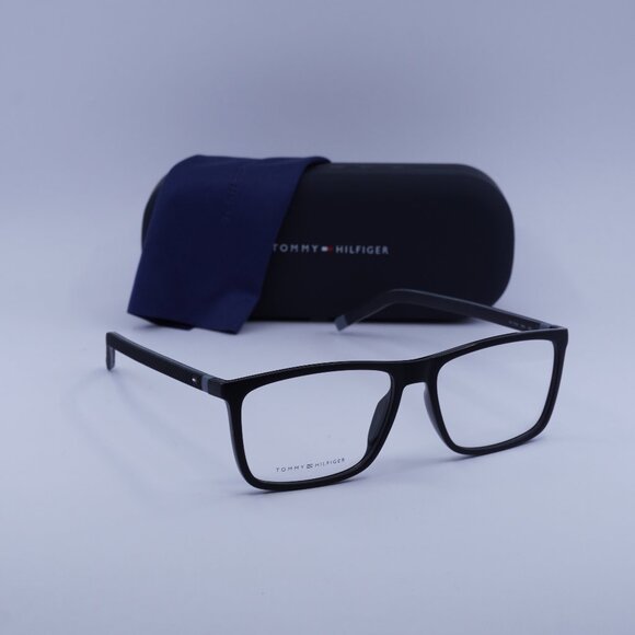 Tommy Hilfiger TH 1742 008A 00 Rectangle Eyeglasses – Black/Grey 56mm - Picture 1 of 10